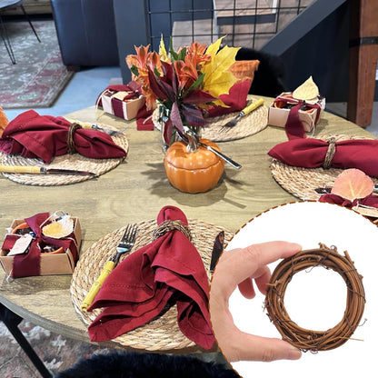 Yiksonyo 50 Pcs 3.15 Inch Natural Grapevine Wreath Set, Natural Rattan Wreath,Hand-Woven 3.15 Inch Vine Branch Wreaths, Perfect for DIY Crafts, Christmas Decorations, and Wedding Supplies