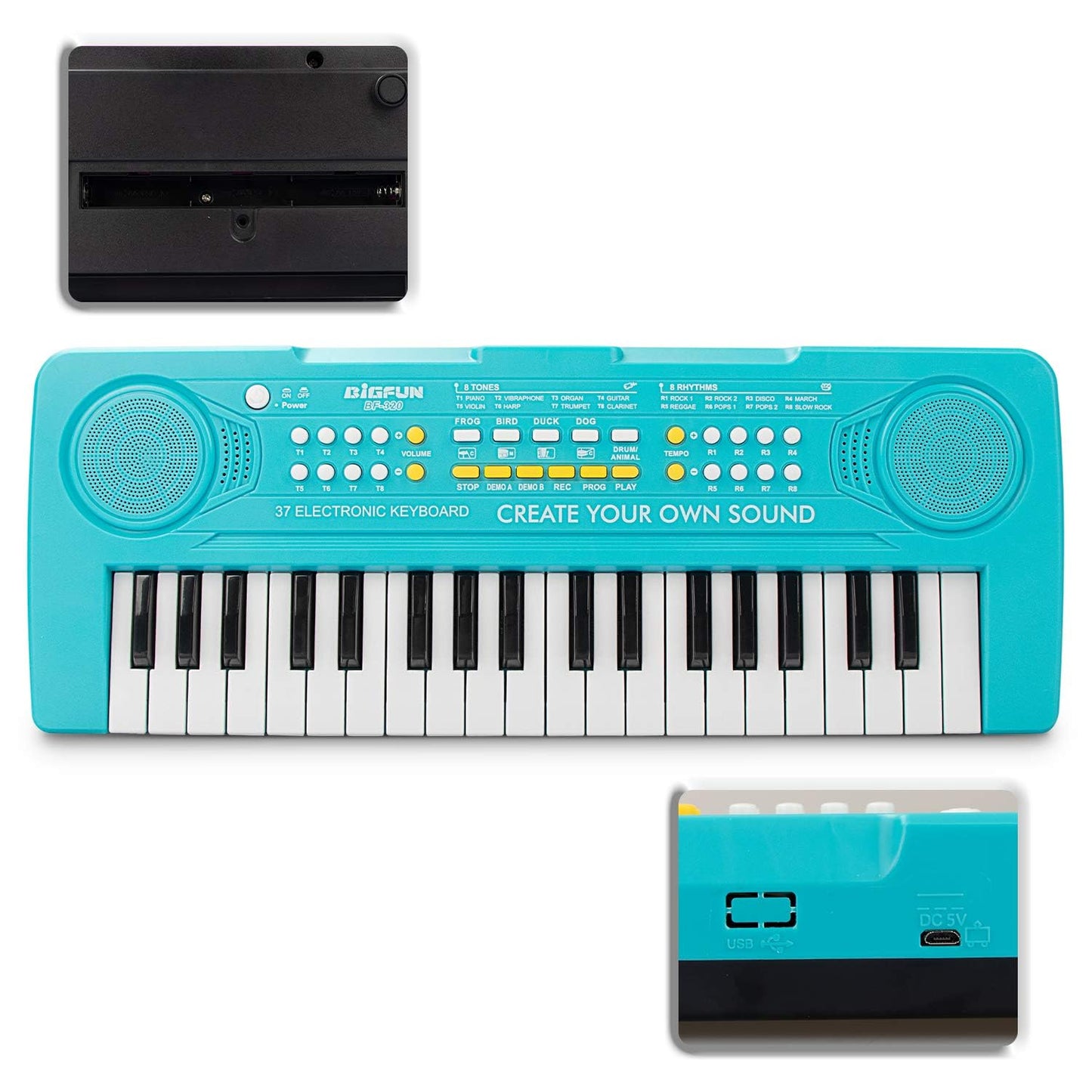 BIGFUN Kid Keyboard Piano - 37 Keys Toddler Keyboard Multifunction Music Educational Instrument Toy Electronic Piano for 3, 4, 5, 6, 7, 8 Girls and Boys (Blue)