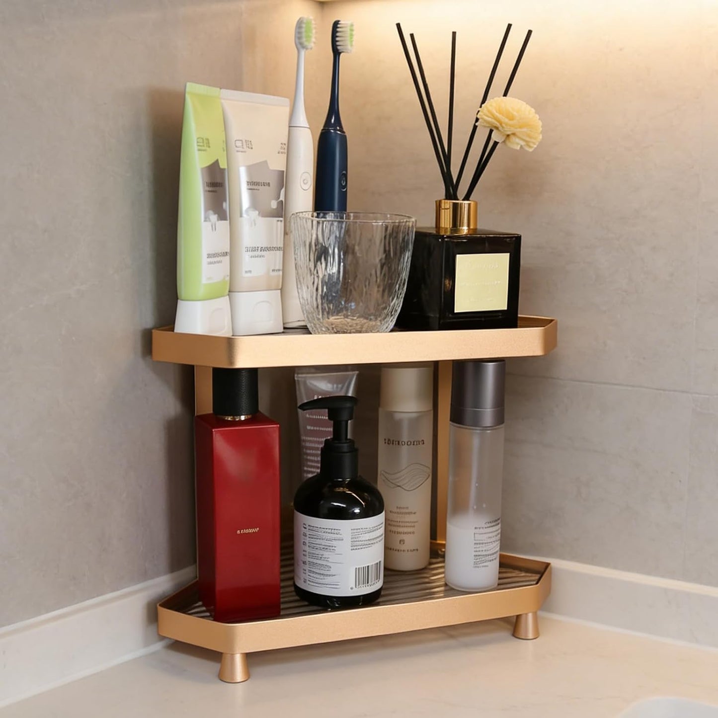 Counter 2 Countertop YUPER Corner Bathroom Organizer, Tier Corner Shelf for Perfume, Makeup Organizer, Skincare