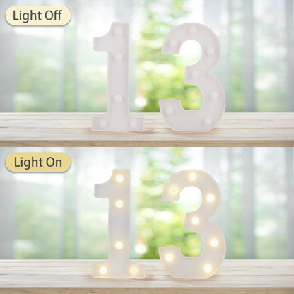 13th Birthday Decoration Light Up Letters, Battery Powered LED Numbers Marquee Number Sign for Sweet 13th Party Home Decor Night Light