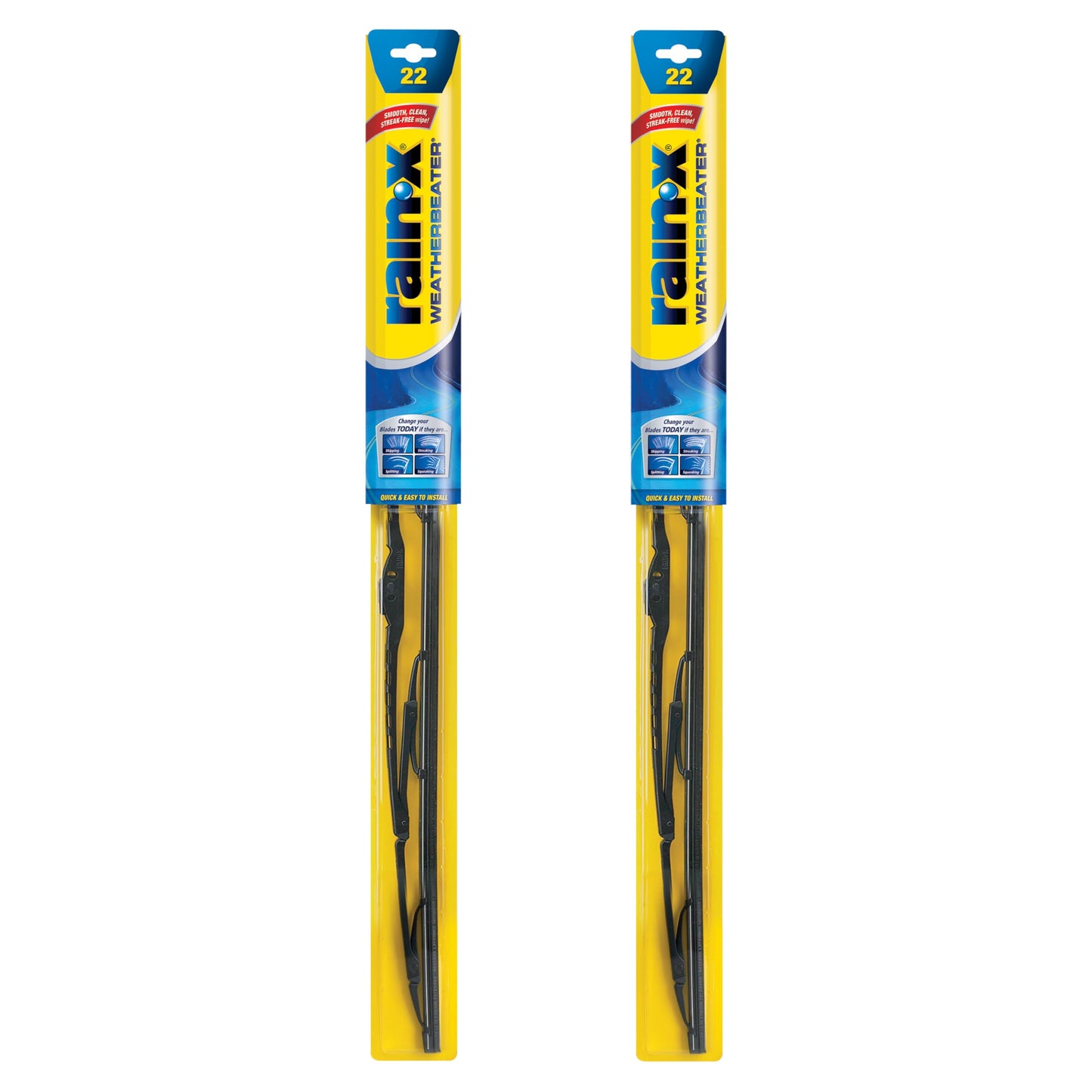 Rain-X 820149 WeatherBeater Wiper Blades, 22" Windshield Wipers (Pack of 2), Automotive Replacement Windshield Wiper Blades That Meet Or Exceed OEM Quality And Durability