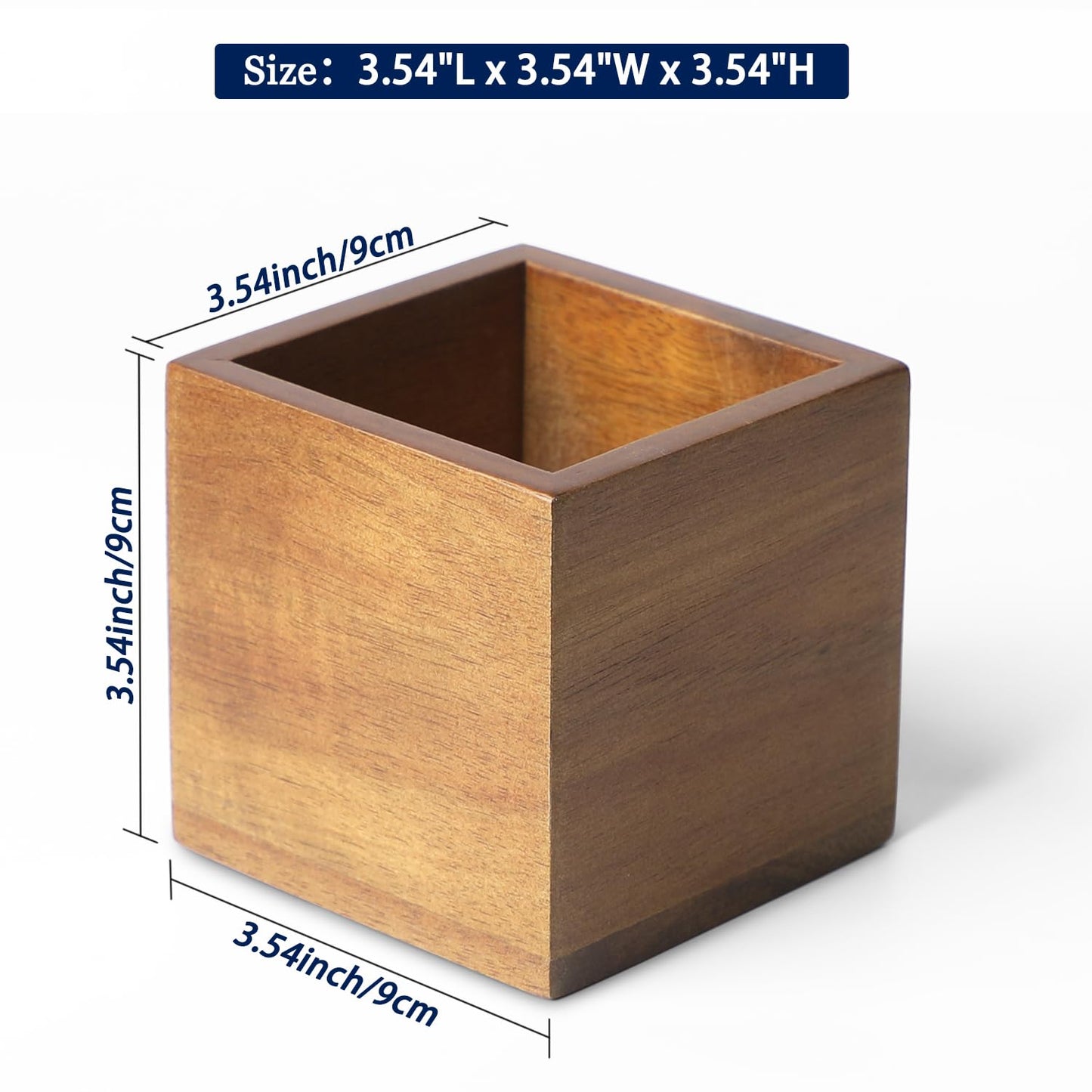 LBEMEY Acacia Wood Makeup Brush Holder Organizer for Vanity,Pen and Pencil Holder for Desk,Desktop Organizer for Store Marker, Makeup Brush, TV Remotes