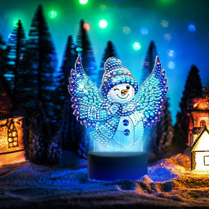 JBTM24 Diamond Art Night Light, Diamond Painting Desktop Ornaments for Adults, Gem Art Touch Lamp for Living Room Bedrooms, Desktop Bedside Luminous Ornaments Decorate (Snowman)