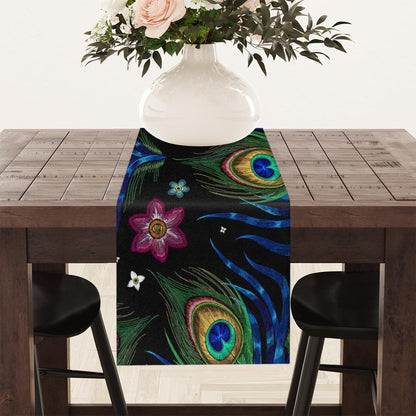 Aglebo 48 Inches 13 48 Inches Peacock Feather Table Runner Washable Table Runners Long Kitchen Dining Table Decoration