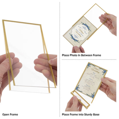 4x6 Picture Frames 6-Pack - Floating Frame Set for Table Numbers, Wedding Signs, Photos, or Table Decor by Great Northern Popcorn (Gold)