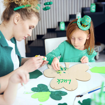 Large Size 12" Wooden Shamrock Ornaments to Paint, St. Patrick's Day Decoration Cutouts Wooden DIY Blank Unfinished Shamrock Irish Door Hanging Sign Plaque Crafts Hanging Decorations 3PCS