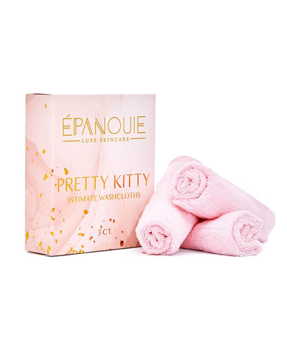 PANOUIE 100% 3-Pack E Skin | Pretty Kitty Intimate Care | Botanical Feminine Hygiene | Intimate Washcloths | Bamboo