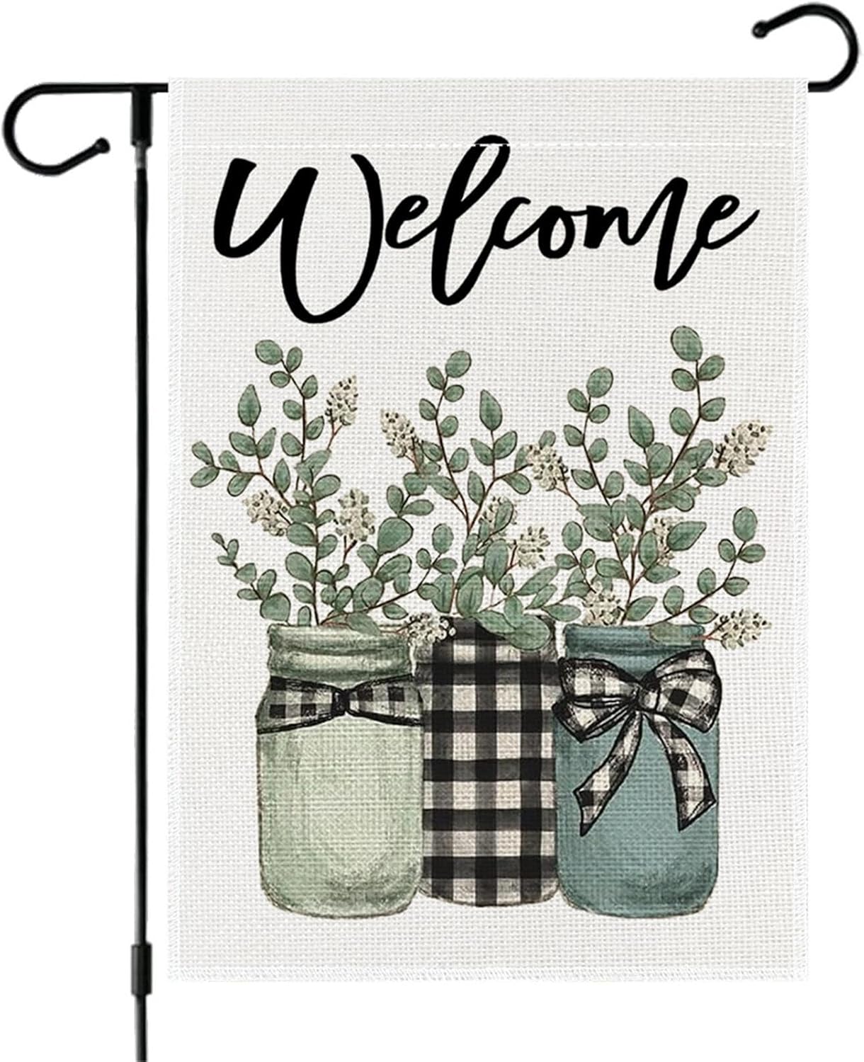 Welcome Summer Floral Mason Jar Garden Flag: 12x18 Inch Double Sided Flowers Yard Outdoor Flag (A)