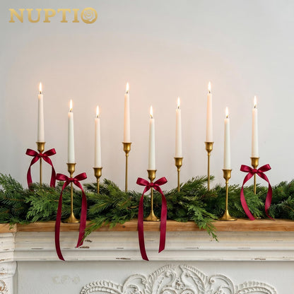 Nuptio Candlestick Candle Holders 30 Pcs Candle Stick Holder Gold Taper Candle Holder Candle Stand for Wedding Party Thanksgiving Halloween Birthday Mantel Baby Shower Table Centerpieces Decor