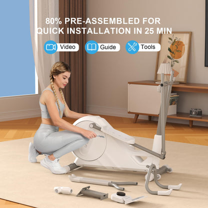 Elliptical Training Machines,Elliptical Exercise Machine for Home with Hyper-Quiet Magnetic Driving System, Elliptical Trainer/330 LBS Loading Capacity(White)