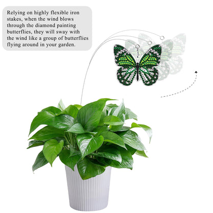 Vcekract 8 Pcs Butterfly Diamond Painting Swaying in The Wind, Diamond Art Kits for Adults, High Flexibility Iron Stakes Garden Decor, Diamond Painting Art Crafts for Beginners