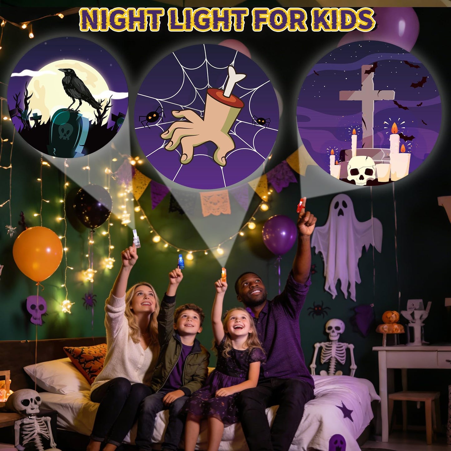 Sauyoza 36 Pack Gothic Party Favors LED Finger Lights, Wednesday Inspired Theme Birthday Goodie Bag Stuffers, Classroom Treasure Box Rewards, Halloween Party Supplies for Boys & Girls