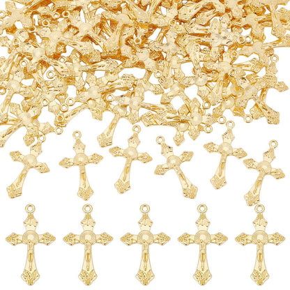 UNICRAFTALE 80Pcs Metal Cross Charms Gold Jewelry Cross Charms 33.5mm Metal Easter Crucifix Vintage Crosses Charm for DIY Bracelet Necklace Jewelry Making Findings Hole 2mm