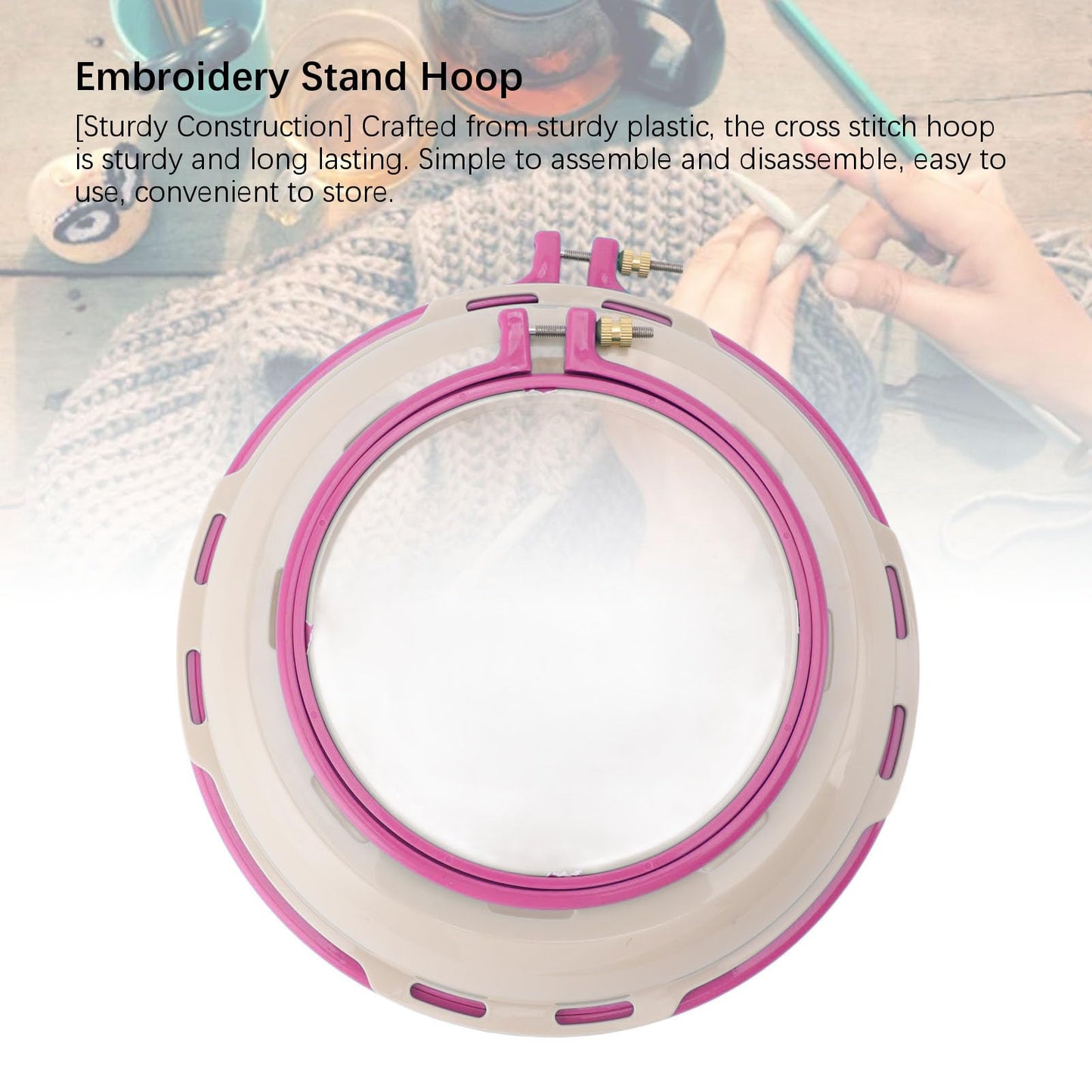 GLOGLOW Double Sided Embroidery Stand Hoop 6.5x9.8 Inch Square Punch Needle Frame Adjustable Cross Stitch Holder for Needlework Sewing