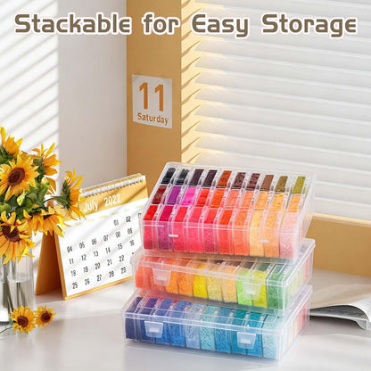 YUX-DTDSU 74 PCS Bead Organizer Box with Hinged Lid, Craft Storage Containers with 2Pcs Tweezers and Labels, Small Clear Plastic Diamond Painting Storage Case for Jewelry, Bracelet, Seed, DIY Crafts