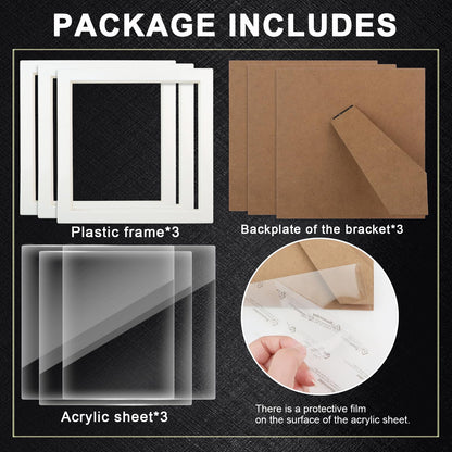 AiYuanzsh 3 Pack 6x6 Display Frames for Diamond Painting, Square Tabletop Stand Picture Frames for Diamond Art Projects and Completed DIY Artwork