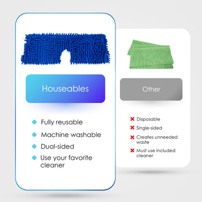 Houseables Dust Mop Replacement Head, Floor Mop Pads, Reusable Microfiber Flip Pads, Refill, Dust Head Replacement, Covers Washable, Refills, Flat, Dry, Wet, Rectangular, Double Sided, 18 Inch, 3 PK