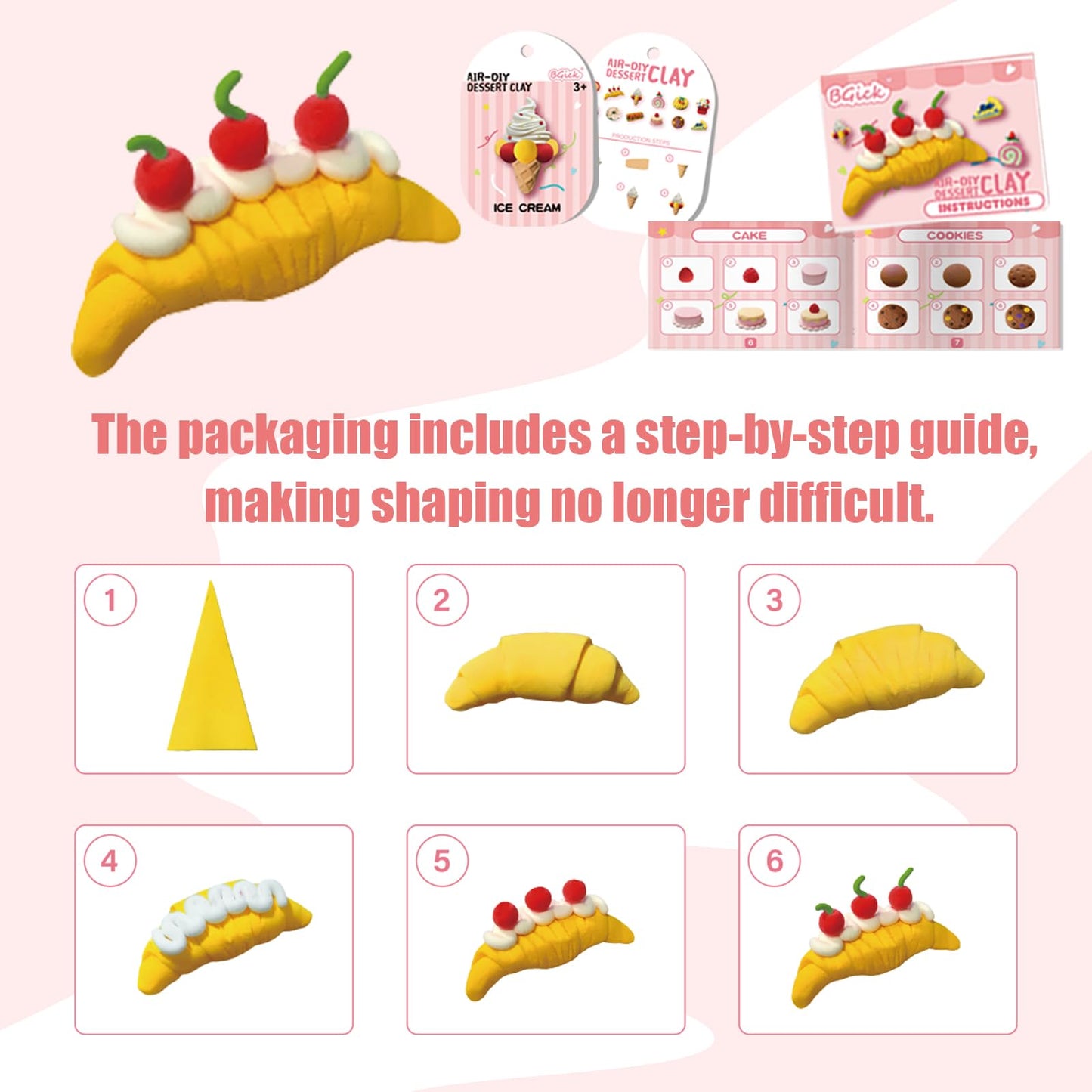 Air Dry Clay for Kids, Cake Themed, DIY Model Magic Clay with Sculpting Tools and Tutorials, 12 Boxes Modeling Magic Soft Clay Art Sculpting Supplies, Arts and Crafts Gift for Kids