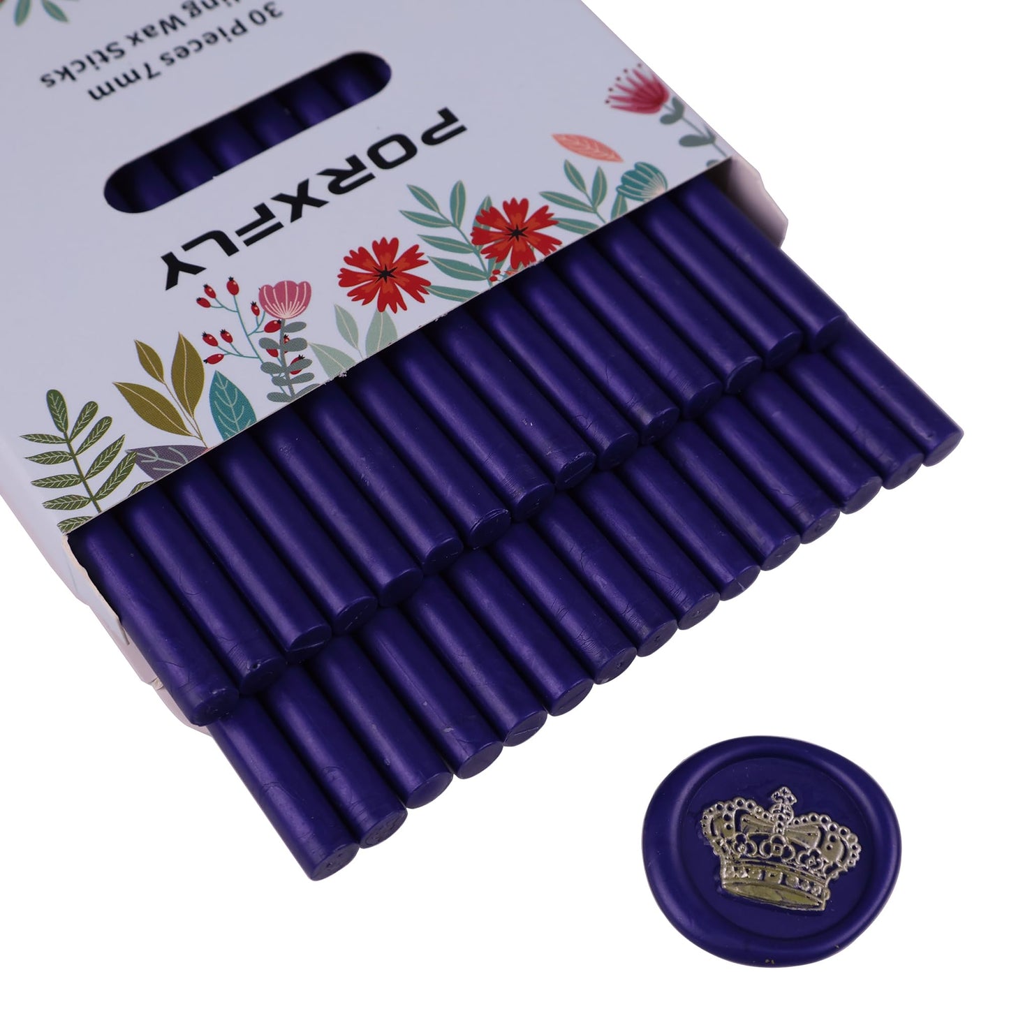 30 Pieces 7mm Sealing Wax Sticks for Glue Gun,PORXFLY Mini Wax Seal Sticks Great for Seals Stamp,Cards Envelopes,Wedding Invitations,Gift Wrapping,Wine Packages (Cerulean Blue)