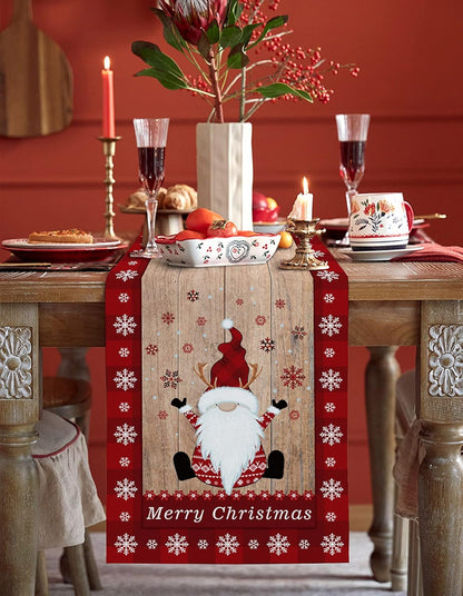 Christmas Gnome Table Runner, 13 x 70 Inch Non-Slip Dresser Scarves for Holiday Decorations