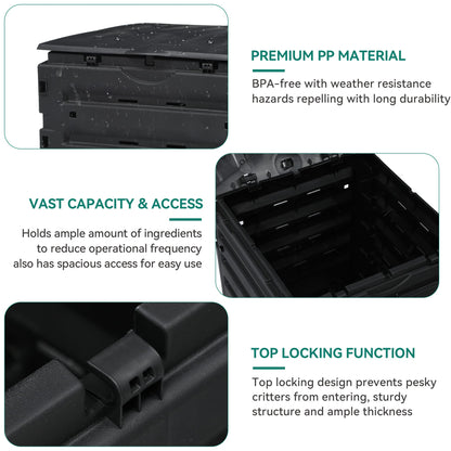YITAHOME 120 Gallon (450L) Large Outdoor Compost Bin, Composter Box with Snap-on Top Lid and Aeration System, Lightweight Garden Compost Barrel Tumbler, Easy Assembly