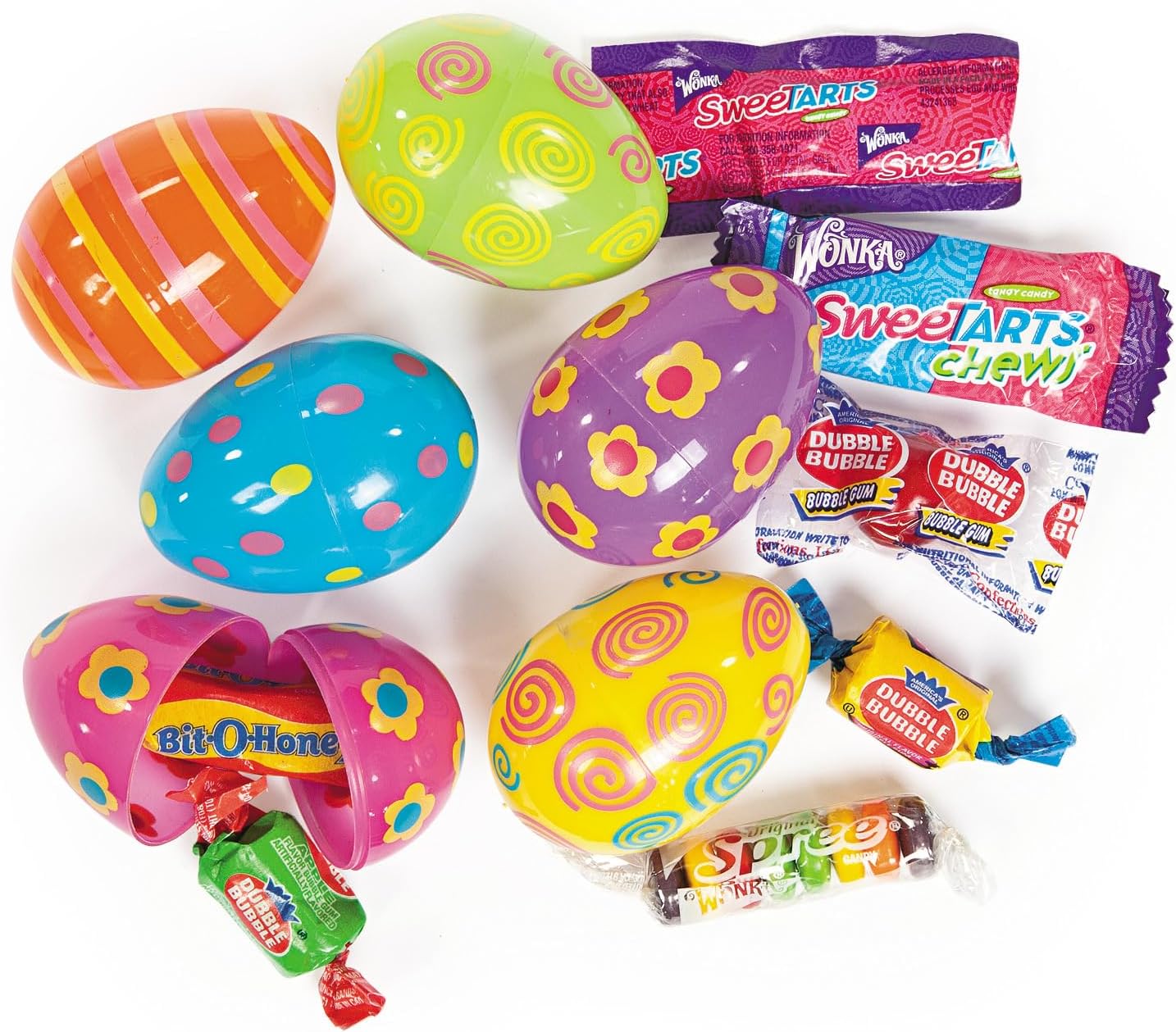 24 Pack Fun Express Candy Filled Easter Eggs Bulk - Pre-Filled Plastic Eggs with Assorted Sweet Treats for Easter Egg