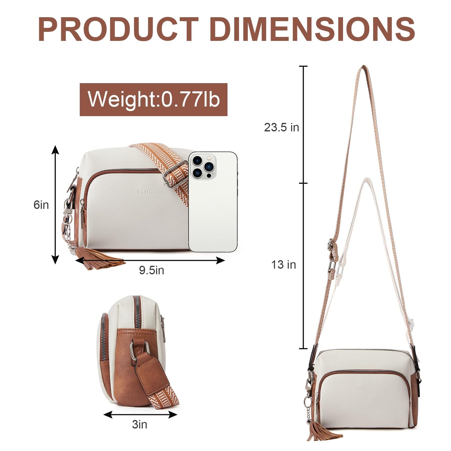 CLUCI Crossbody Bags for Women Trendy, Vegan Leather Shoulder Handbags，Purses for Women with Adjustable Wide Strap