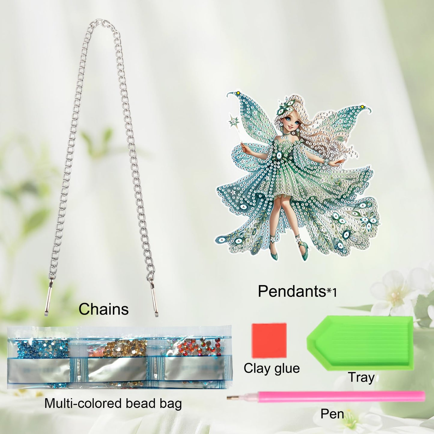 JZHYOAN Elf Diamonds Painting Pendant Cross Stitch Ornament Wall Hanging Decor Diamond Art Kit Hanging Sign Gem Art Window Pendants Craft Hanging Acrylic Ornaments Home Garden Wall Hanging Kit Craft