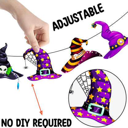 Halloween Witch Hat Banners Halloween Theme Party Supplies 3PCS Witch Hat Hanging Banner Spooky Wizard Decorations for Fantasy Scary Birthday Baby Shower Decor
