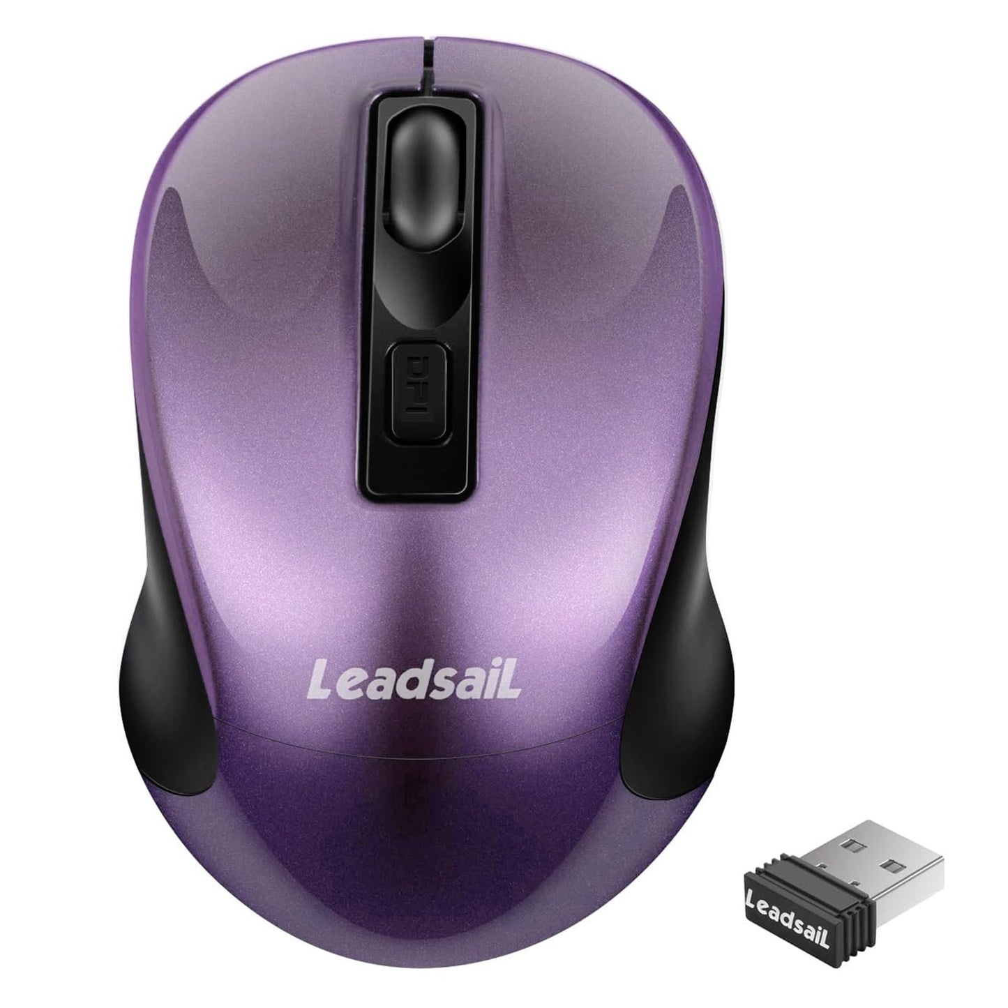 LeadsaiL Wireless Computer Mouse, 2.4G Portable Slim Cordless Mouse Less Noise for Laptop Optical Mouse with 4 Buttons for Laptop, Desktop, MacBook