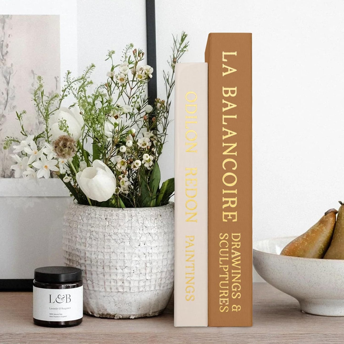 Braveriky Set 2 Aesthetic Decorative Books - Ideal for Coffee Table, Bookshelf & Mantle Decor - of Linen Fake Book