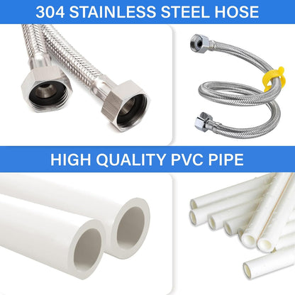 Set 304 Complete Pipeline Automatic Chicken Waterer System with PVC Pipeline and Stainless Steel Hose, Chicken Water