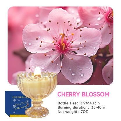 Joo Sko Petal Bowl Shape Soy Wax Cherry Blossoms Scented Candle, Aromatherapy Jar Candles for Home Scented or As a Christmas Holiday Candle Gift for Your Lover(7OZ/48Hours Burning)
