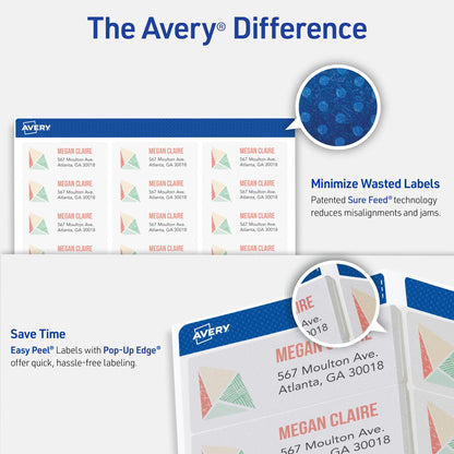 Avery Printable Address Labels with Sure Feed, 1" x 2-5/8", Matte Clear, 300 Blank Mailing Labels (18660)