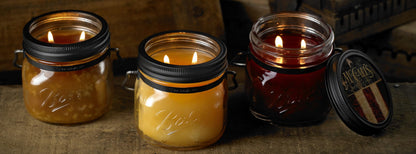 McCall’s Candles | Cozy Cabin | 16 oz Two-Wick Scented Candle | USA-Poured | Vintage Mason Jar with Carrying Handle | Cedar, Cinnamon, Nutmeg & Vanilla Fragrance