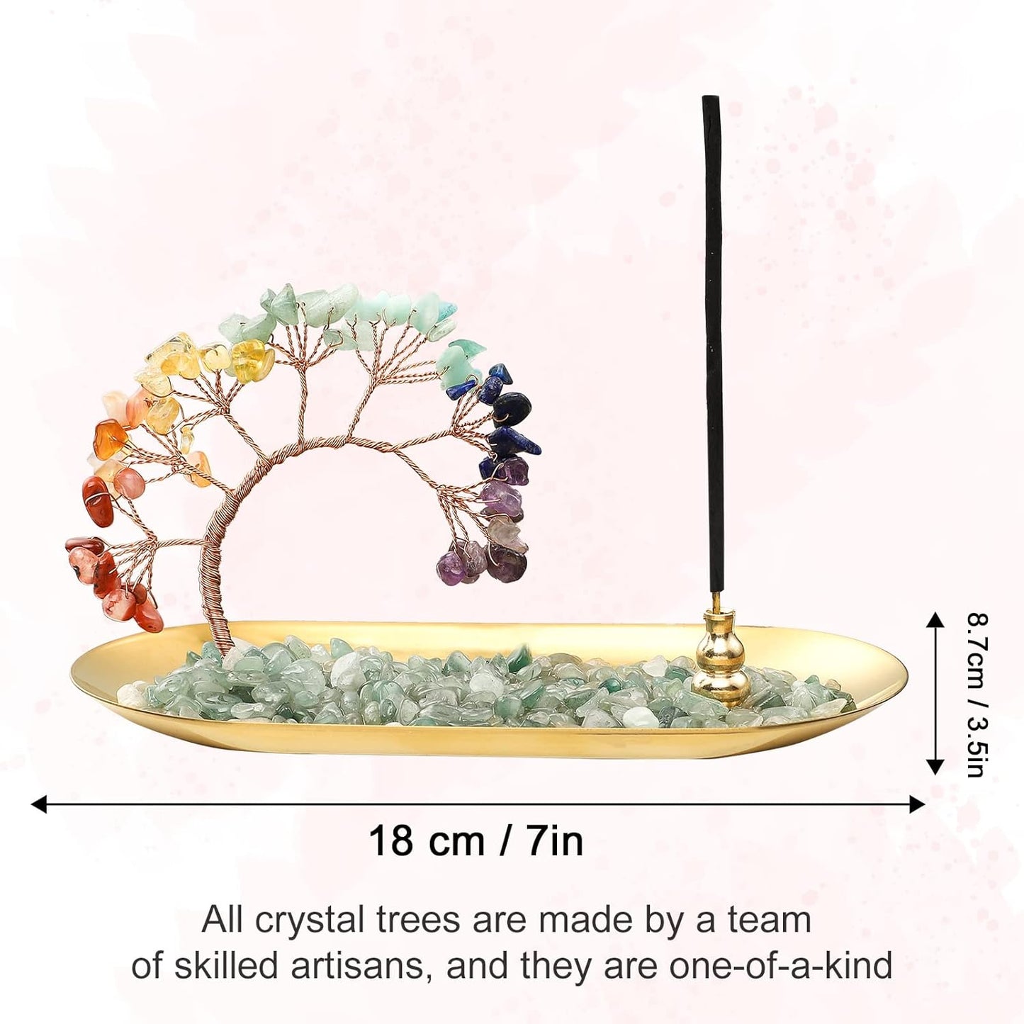 Crystal Incense Burner Holder, 7 Chakra Crystal Incense Sticks Holder for Yoga Meditation and Home Decor