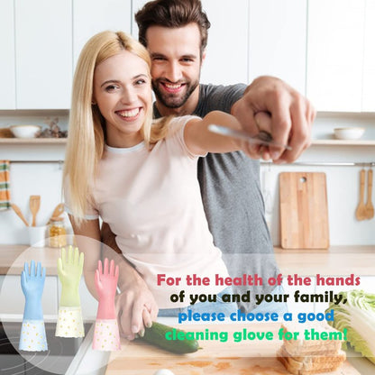 KAQ Dishwashing Cleaning Gloves 3 Pairs - Reusable Rubber Gloves Non-Slip Laundry Kitchen Gardening Waterproof Household Gloves(Medium)