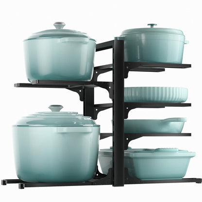 ORDORA Pots and Pans Organizer for Cabinet 16.61'' Height, 8 Tier Pot Organizers Rack with 3 DIY Methods, Adjustable Pan Organizer under Cabinet Kitchen Organization and Storage
