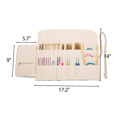 Teamoy Knitting Needles Holder Case(up to 11 Inches), Rolling Organizer for Straight and Circular Knitting Needles, Crochet Hooks and Accessories, Tree - NO Accessories Included