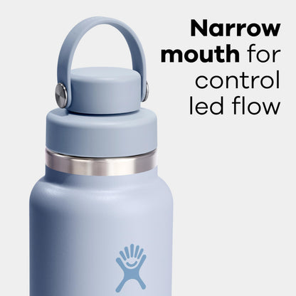 Hydro Flask Water Bottle - Insulated Stainless Steel - Wide Mouth Flex Chug Lid, Non Spill, Leakproof in 32 Oz Sandpiper