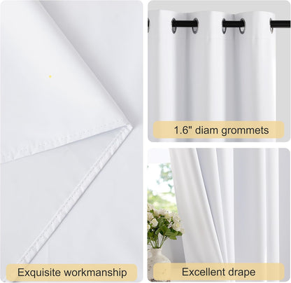 NICETOWN 100% Blackout Window Curtain Panels - Thermal Insulated Drapes, 90 Inch Length, Snow White, Set of 2
