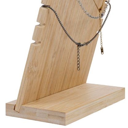 MyGift necklace display standMyGift 2-Pack Bamboo Jewelry Display Stands with PU Panel & Multi-Rung Design – Detachable Bases, Non-Scratch Surface jewelry display for vendors,