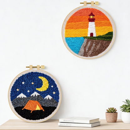 LACHLAND Punch Needle Kit Beginners, Landscape Stitching Kit for Adults&Teens DIY Embroidery Starter Craft with Yarn Needle Tool Easy Hobby Home Decor Gifts for Craft Lover (Lighthouse)
