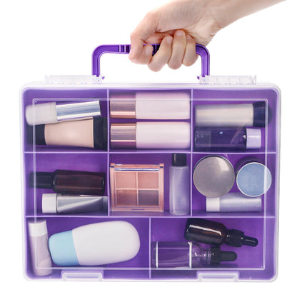 Okllen 2 Layers Plastic Organizer Container Box, 8 Compartments Bead Organizer Clear Craft Storage Box, for Art DIY Supplies, Sewing Tools, Jewelry, Fishing Tackle Box, 11.9x9.2x3.1inch