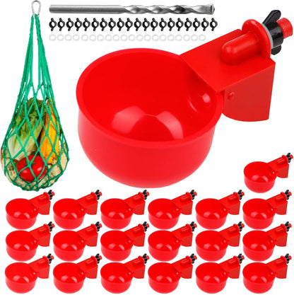20 Pack Chicken Water Cups, Automatic Chicken Waterer for Poultry Automatic Chicken Watering System, Long-Lasting Use