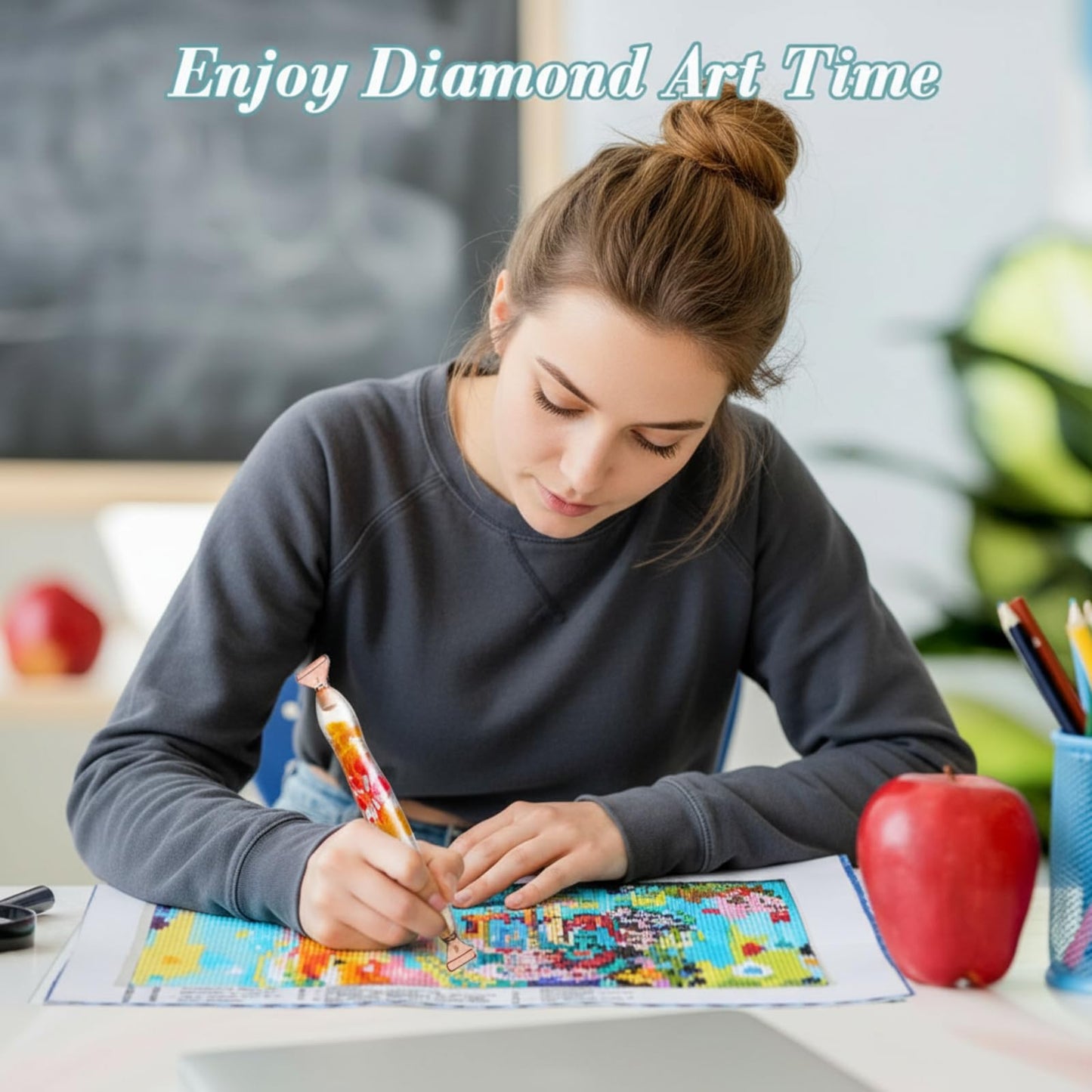Geyoga 23 Pcs Flower Diamond Painting Art Drill Tool Pen Kits Resin for Adults with Rose Gold Pen Tips Preppy DIY Diamond Arts Pens Accessories Nail Art Embroidery Decoration