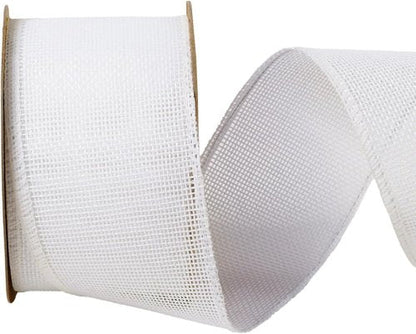 LaRibbons Burlap Ribbon - 2.5 Inch x 12 Yards White Wired Fabric for Spring Crafts & Gift Wrapping