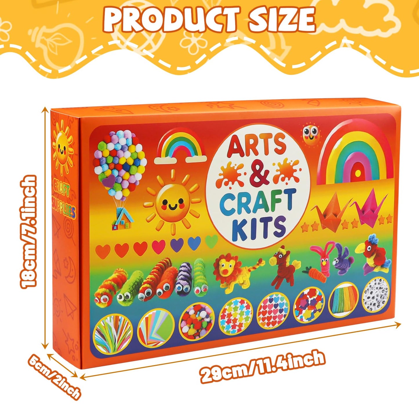 DOITEM Pipe Cleaners Craft Supplies, Arts and Crafts Supplies Including Pipe Cleaner Wiggle Googly Eyes Pom Poms Feathers Sticks Sequins for Kids Over 8 Years Old