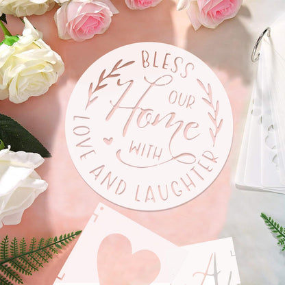 Welcome Stencils for Painting on Wood, 12” Round Stencils for Painting, Stencil for Crafts Reusable Drawing Templates for Door Hanger, Porch Wood Sign, Welcome Mat