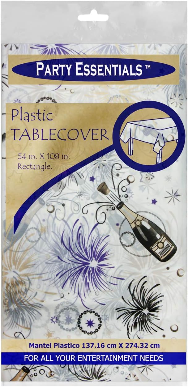 54" 108" 1-Count, Party Essentials Heavy Duty Disposable x Printed Plastic Rectangle Table Cover/ Tablecloth/ Banner